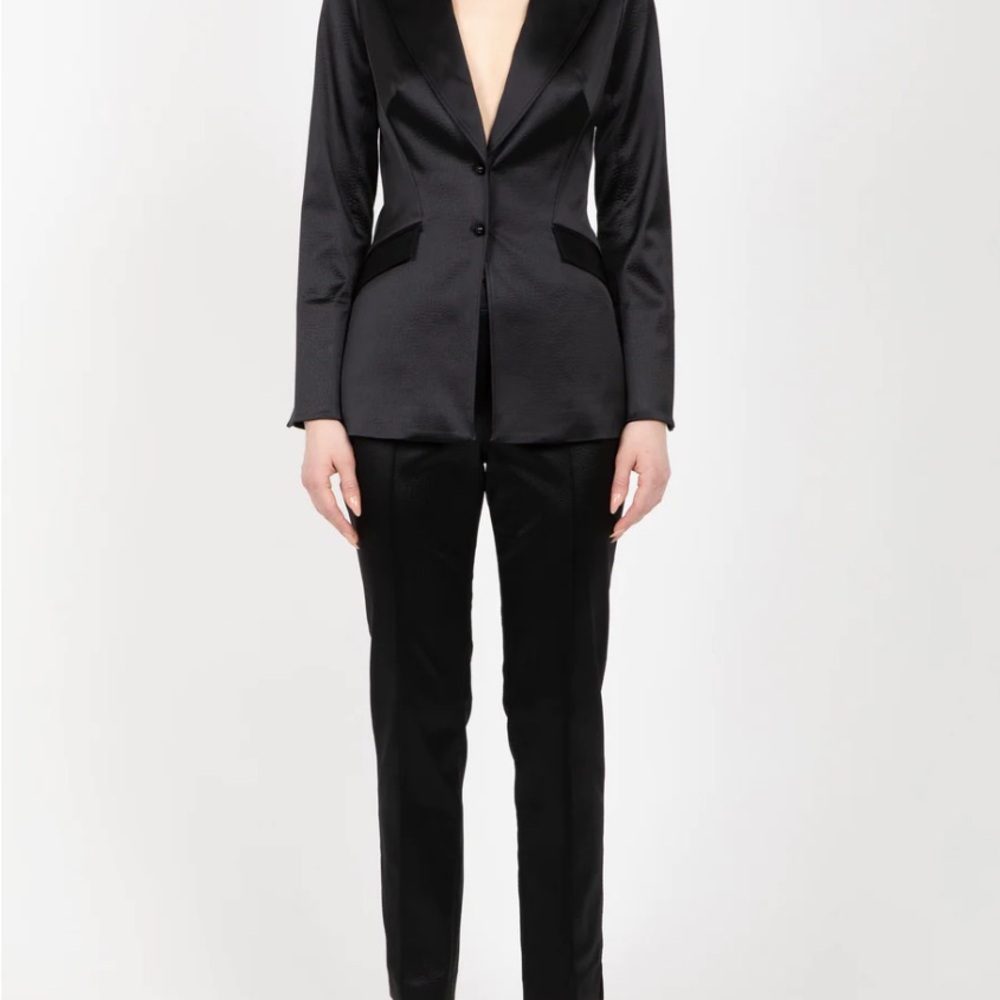 HH Ostrich Embossed Satin Pant Black